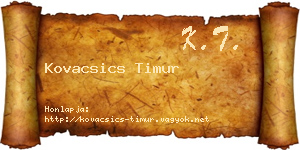 Kovacsics Timur névjegykártya